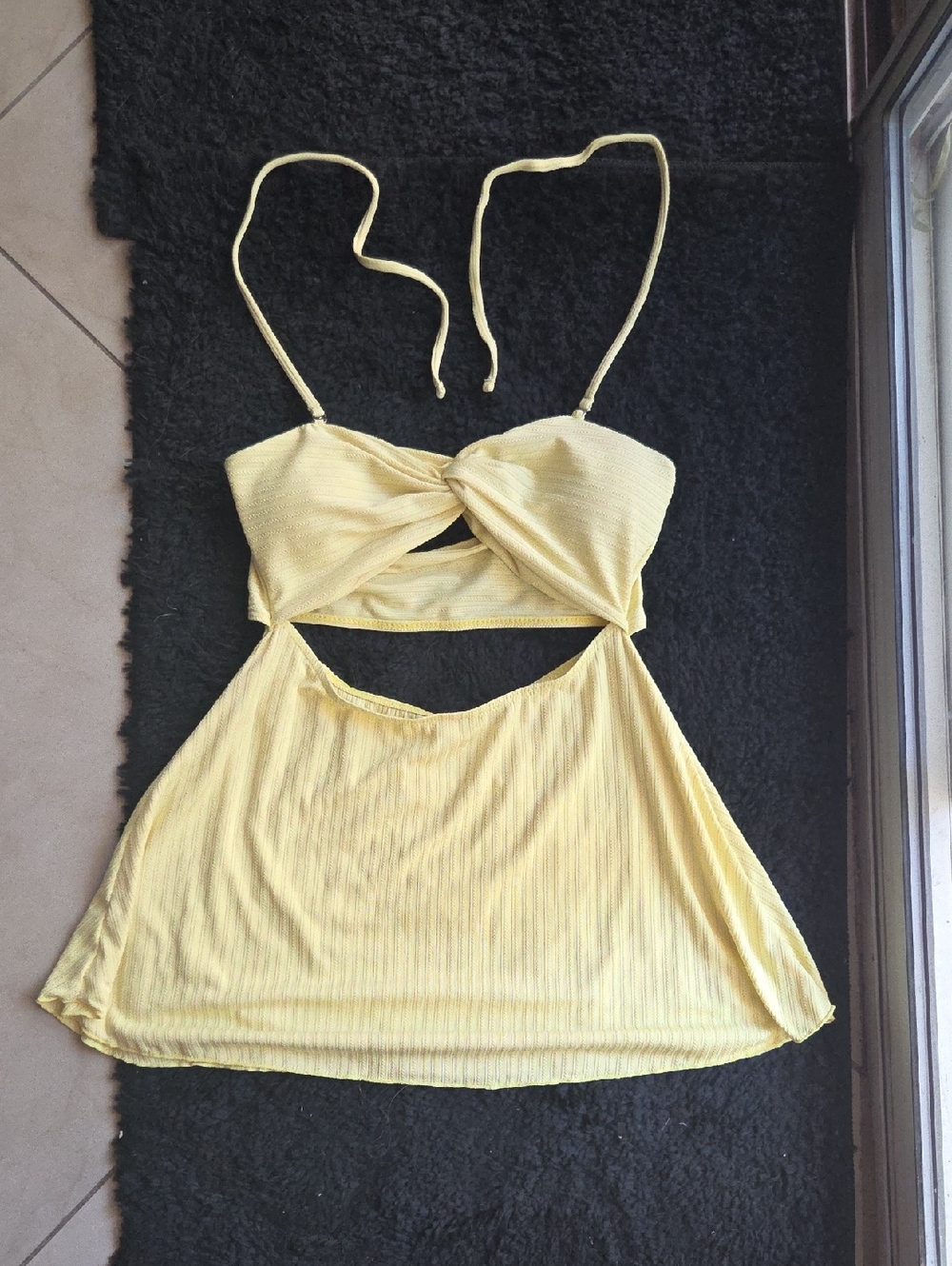 Yellow Twist-Front Cutout Sun And Swim Tip Removable Straps